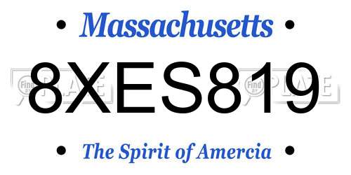 8XES819 Massachusetts License Plate