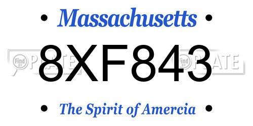 8XF843 Massachusetts License Plate