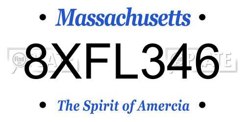 8XFL346 Massachusetts License Plate