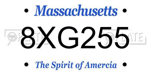 8XG255 Massachusetts License Plate