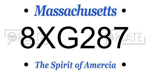 8XG287 Massachusetts License Plate