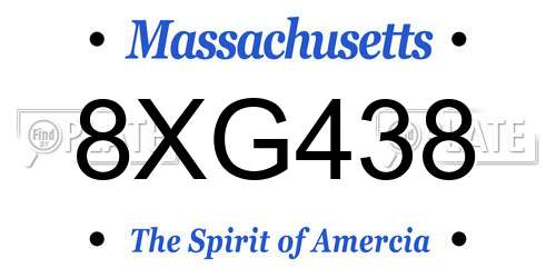 8XG438 Massachusetts License Plate