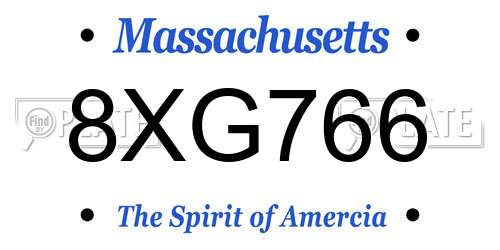8XG766 Massachusetts License Plate
