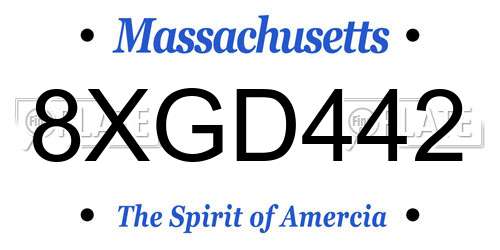 8XGD442 Massachusetts License Plate