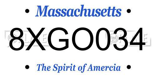 8XGO034 Massachusetts License Plate