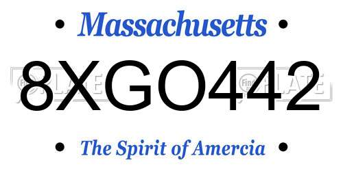 8XGO442 Massachusetts License Plate