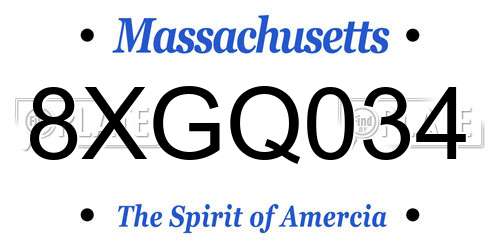 8XGQ034 Massachusetts License Plate