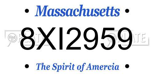 8XI2959 Massachusetts License Plate