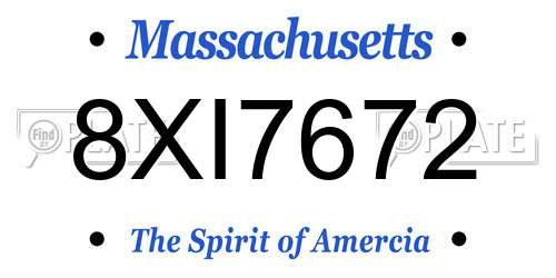 8XI7672 Massachusetts License Plate