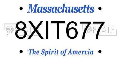 8XIT677 Massachusetts License Plate