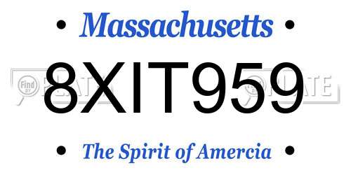 8XIT959 Massachusetts License Plate