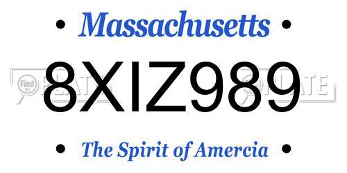 8XIZ989 Massachusetts License Plate