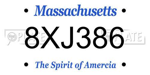 8XJ386 Massachusetts License Plate