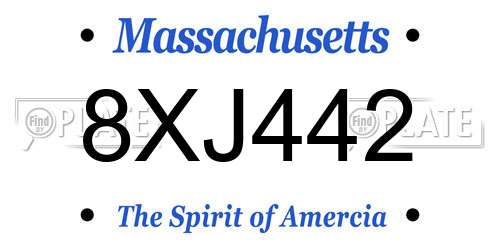 8XJ442 Massachusetts License Plate