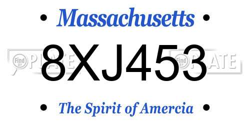 8XJ453 Massachusetts License Plate