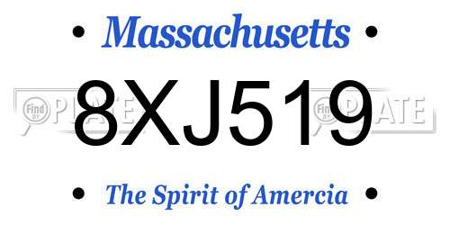 8XJ519 Massachusetts License Plate