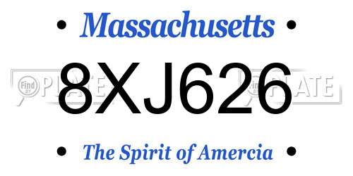 8XJ626 Massachusetts License Plate