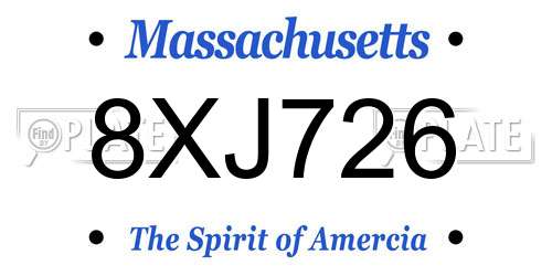 8XJ726 Massachusetts License Plate
