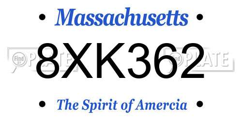 8XK362 Massachusetts License Plate