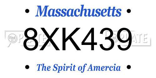 8XK439 Massachusetts License Plate