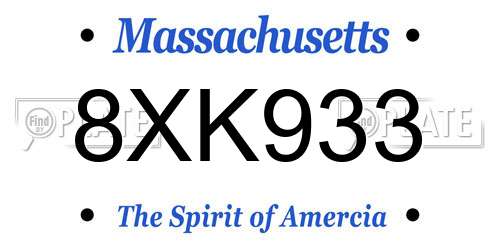 8XK933 Massachusetts License Plate