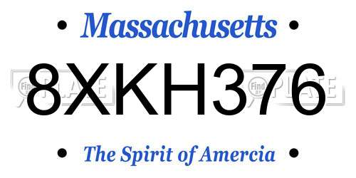 8XKH376 Massachusetts License Plate