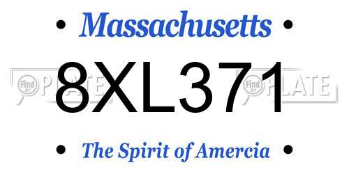 8XL371 Massachusetts License Plate