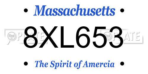 8XL653 Massachusetts License Plate