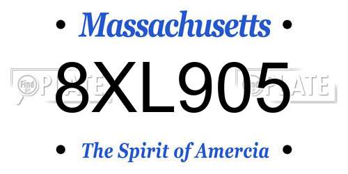 8XL905 Massachusetts License Plate
