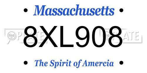 8XL908 Massachusetts License Plate