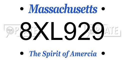 8XL929 Massachusetts License Plate