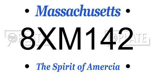 8XM142 Massachusetts License Plate