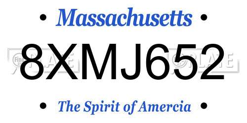 8XMJ652 Massachusetts License Plate