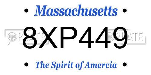 8XP449 Massachusetts License Plate