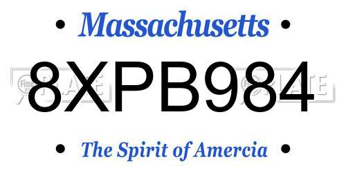 8XPB984 Massachusetts License Plate