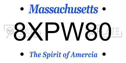8XPW80 Massachusetts License Plate