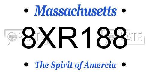 8XR188 Massachusetts License Plate