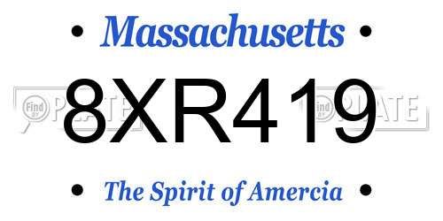 8XR419 Massachusetts License Plate