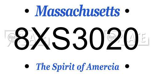 8XS3020 Massachusetts License Plate
