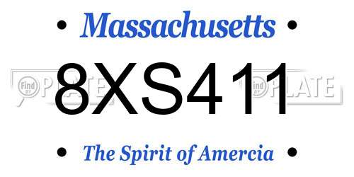 8XS411 Massachusetts License Plate