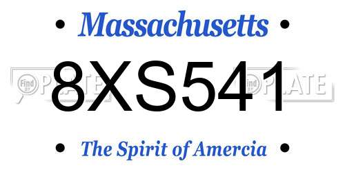 8XS541 Massachusetts License Plate
