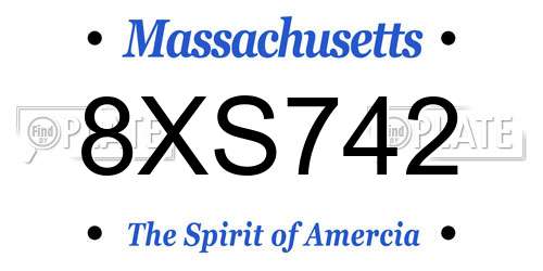 8XS742 Massachusetts License Plate