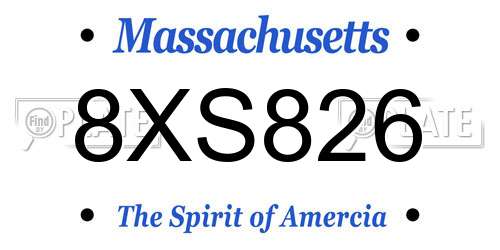 8XS826 Massachusetts License Plate