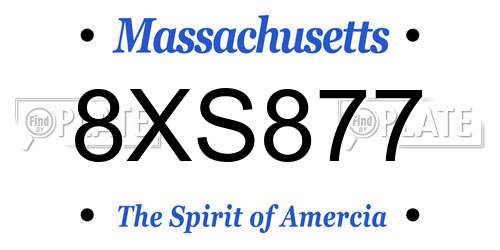 8XS877 Massachusetts License Plate