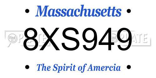 8XS949 Massachusetts License Plate