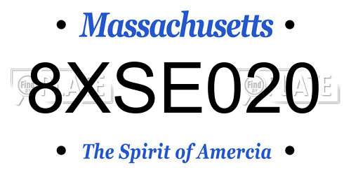 8XSE020 Massachusetts License Plate