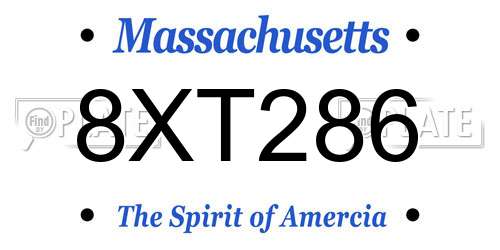 8XT286 Massachusetts License Plate