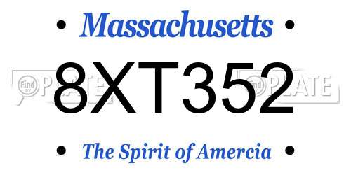 8XT352 Massachusetts License Plate