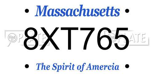 8XT765 Massachusetts License Plate