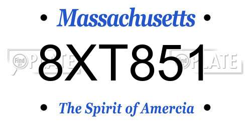 8XT851 Massachusetts License Plate